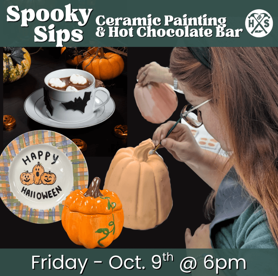 Spooky Sips! Ceramic Painting & Hot Cocoa Bar - Fri 10/9/26 @ 6pm